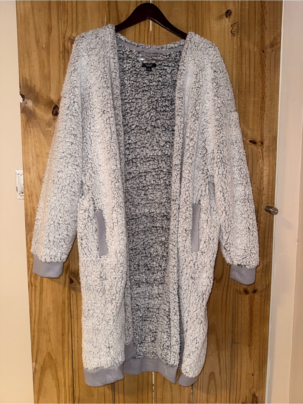 Simply Vera Vera Wang Plush Sherpa Open-Front Cardigan - Light Gray
